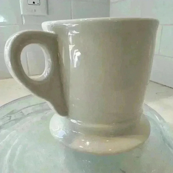 Anthropologie Letter L Initial Coffee Mug White Black Retro Shaving Cup Monogram - Picture 6 of 13